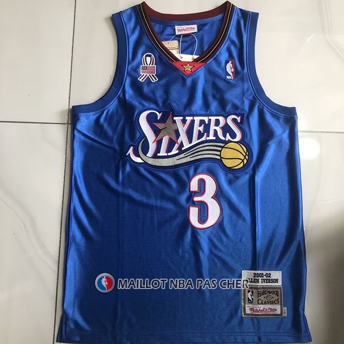 Maillot Philadelphia 76ers Allen Iverson Mitchell & Ness 2001-02 Bleu